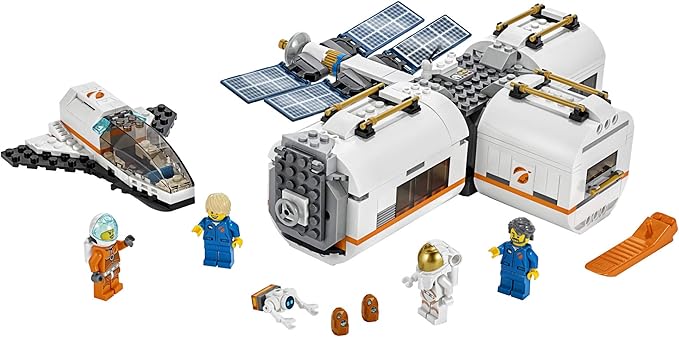 LEGO City Space Lunar Space Station 60227 Space Station Building Set with Toy Shuttle Detachable Satellite and Astronaut Minifigures Popular Space Gift (412 Pieces)