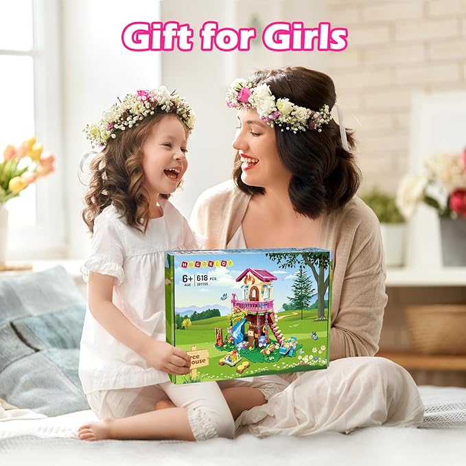 HOGOKIDS Tree House Building Set with LED Light - 622pcs Treehouse Building Blocks Toys Forest Up House Toys with Slide Birthday Easter Gifts for Kids Girls Boys Age 8 9 10 11 12+