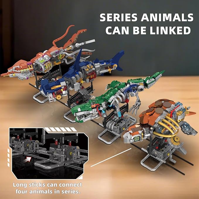 Mechanical Turtle Building Set with Lights Rotatable Link Components &amp Display Stand STEM Building Set for Boys and Girls 8-14 Home Office Decor for Adults Mechanical Enthusiasts（659PCS）
