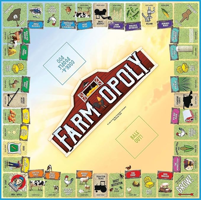Farm-Opoly Board Game – A Down-on-The-Farm Property Trading Game! – for 2 to 6 Players Ages 8 and up
