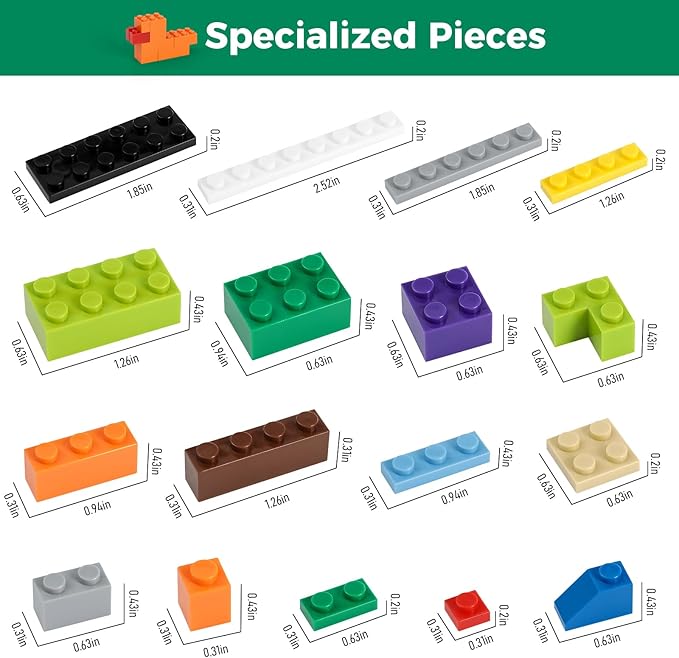 1100 Pieces Building Blocks Compatible with All Major Brands Classic Bulk Blocks Includes Wheels Door Window Street Lights