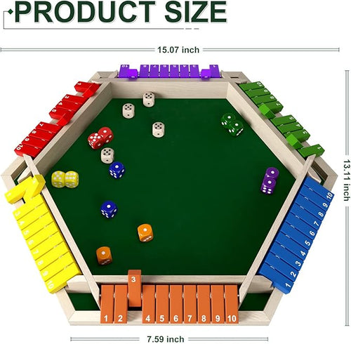 1-6 Players Shut The Box Dice Game Wooden Board Table Math Game with 16 Dice Classics Tabletop Version Games for Kids Adults FamilyClassroomHomeParty or Pub