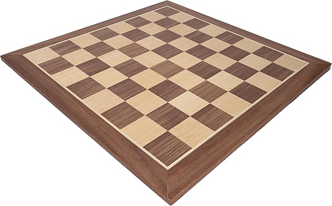 WE Games Classic Walnut Wooden Chess Board Only 14.75 inches Large Chess Board for Adults Wood Veneer Chessboard 1.5 inch Squares