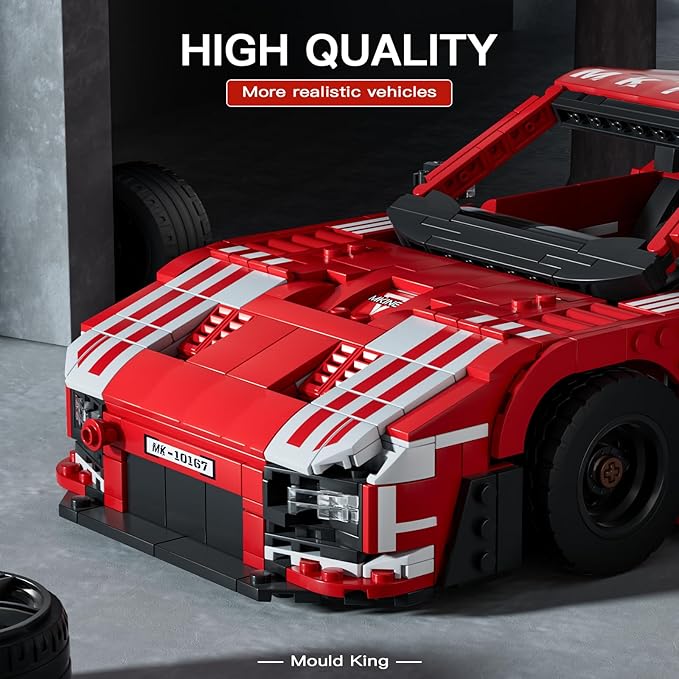 Mould King Car Toy Building Block 10167 Collectible Speed Champion Cars Building Set Sports Vehicle Model Build and Display Car for Adults and Aged 14+ (1717 Pieces)