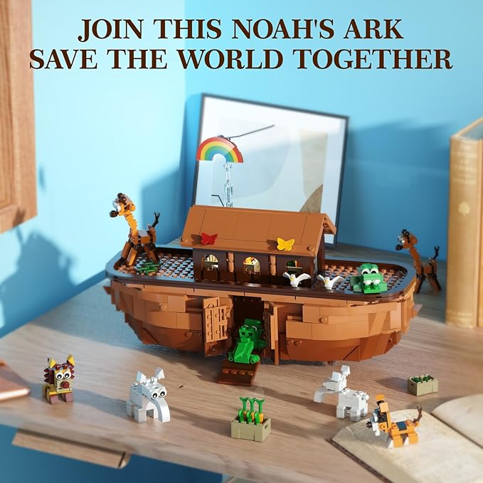 Noah's Ark Building Blocks Set - 845 PCS Deluxe Bible Story Model Kit for Adults Boys &amp Girls Interactive Religious Construction Toy Ideal Christian Gift for Birthday Baptism &amp Easter
