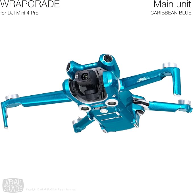 WRAPGRADE Skin Stickers Compatible with DJI Mini 4 Pro | Full Wrap (Caribbean Blue)