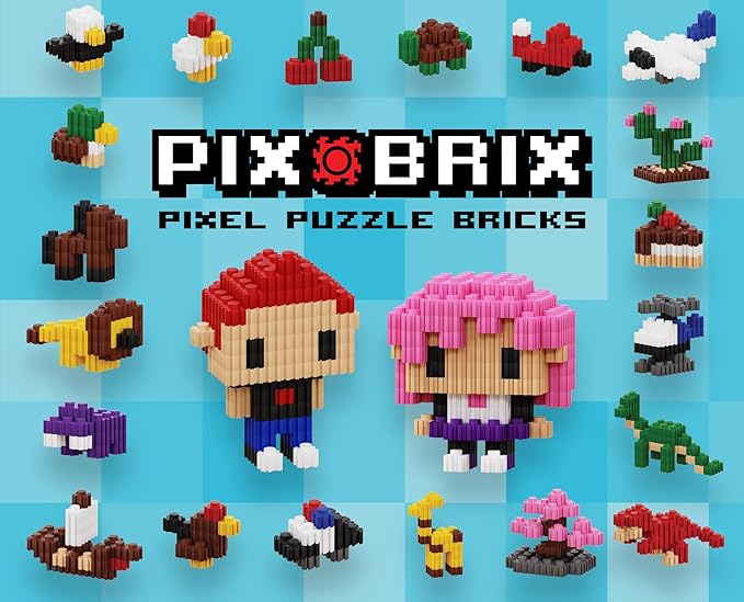 Pix Brix Pixel Art kit Puzzle Bucket - 1500-Piece Kit with 12-Color Light Palette – Patented Interlocking Building Bricks for 2D and 3D Creations – STEM Toy for Ages 6+