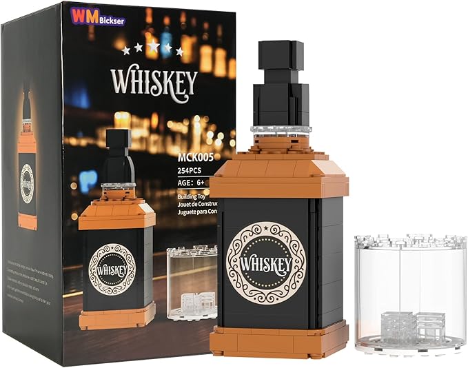 254Pcs Toy Building Block Set for Whiskey Bottle ConstructionCollectible Display Set Adults and Boys Kids Aged 6+