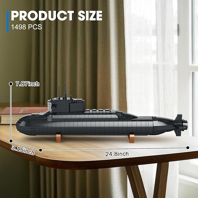 Reobrix Military Nuclear Submarine Building Sets for Adults Nuclear Submarine Toy Model Kit with Lights 800 Technical Collectible Home Office Decor Army Building Toys for Adult 14+(1498 PCS)