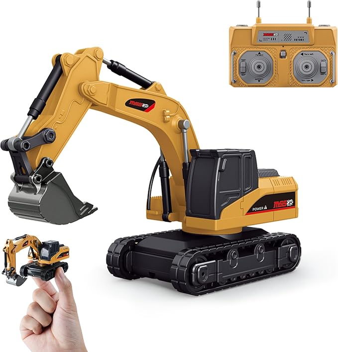 BRRRRT 1/64 Remote Control ExcavatorRemote Control Construction Vehicles with Metal ShovelType-C Direct Charging RC ExcavatorBirthday Gifts for Boys and Girls Age 3+