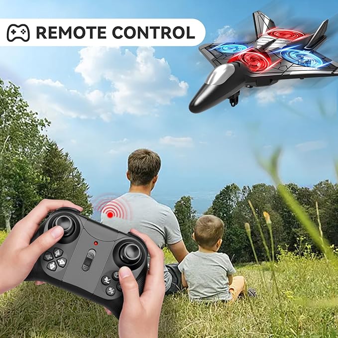 4DRC V31 Foam RC Planes Remote Control Airplanes for Kids Adults 4-7 8-16 Remote Control Planes Fighter Jet with Light 360° Flip Fighter Jet Toy Gravity Sensing Stunt Roll Gifts for Kids Boys