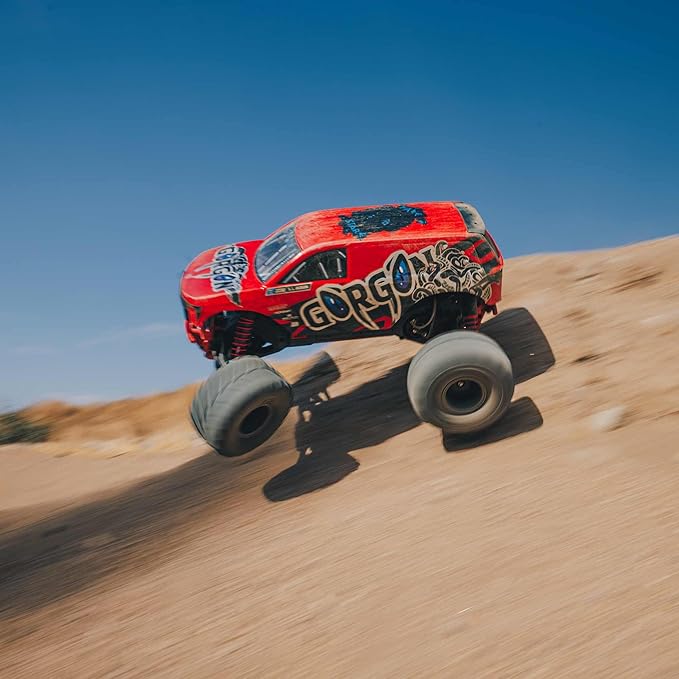 ARRMA RC Truck Gorgon 2 Wheel Drive MT 1/10 RTR (Ready-to-Run Battery and Charger Included) Smart 3300 7C S120 USB Red ARA3230ST2