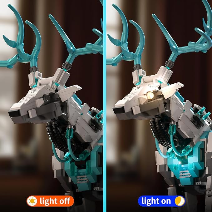 BNG Mechanical Deer Building Sets for AdultAnimal Collection Toy with Base for Home or Office DecorCreative Building Gift for Teens Boys and Girls 8-14 (1566PCS)