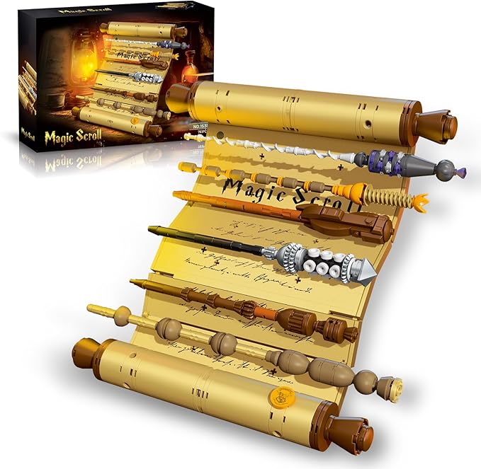 HIGH GODO Magic Wand Scroll Building Set for Adults MOC Magic Wizard Wand Model Kit Can Be Hung on The Wall Home Office Decor Kit Creative Toys Gifts for Teens Adults 14+ (761 PCS)