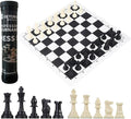 Tournament Chess Set: Portable and Professional Set with Travel Portable Plastic Tube Roll. Plastic Staunton Chess Pieces Foldable Vinyl Chess Board. (Black Board 13X13IN)