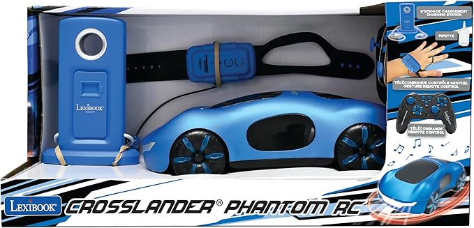 LEXiBOOK Crosslander Phantom RC Remote Control Racing car with Smoke Jets up to 15 km/h Drift Mode Classic and Gesture Remote Control Sound and Light Effects Blue RC65