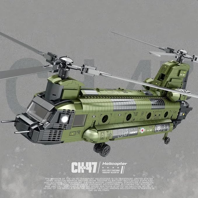 CH-47 Chinook Helicopter Model Toy Building Block Military Transport Airplane Toy Kit for Teenagers and Adults(1451 Pieces)