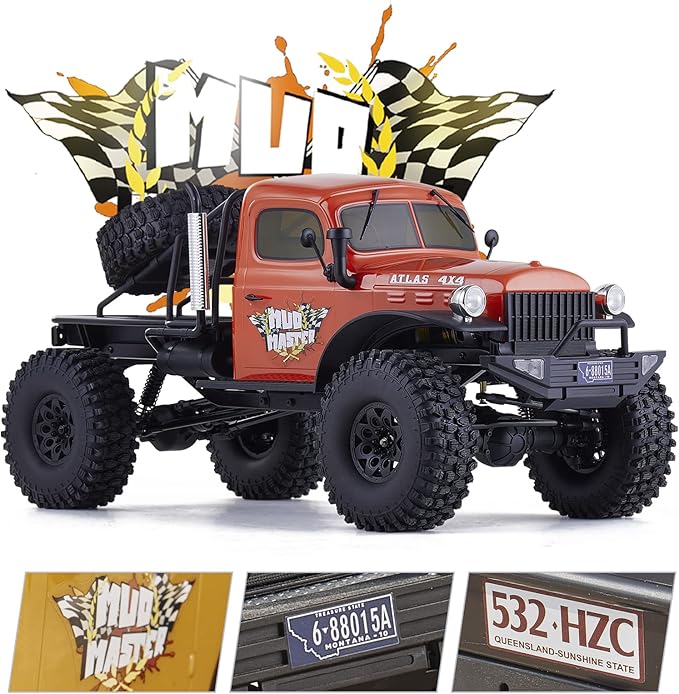 BEEZRC RocHobby 1/10 Scale Atlas 4WD 2.4GHz RC Crawler RC Rock Truck Off Road Hobby Grade Remote Control Car for Adults with Transmitter Need to Complete with Battery (Orange)