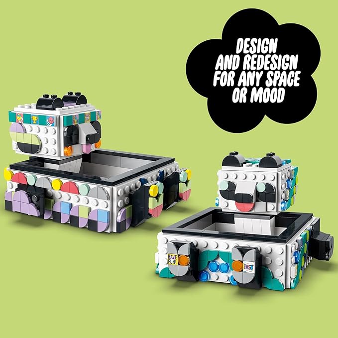 LEGO DOTS Cute Panda Tray 41959 Toy Crafts Set DIY Jewelry Box Desk Tidy or Storage Trays Personalisable Animal Gift Idea for Kids Age 6 Plus