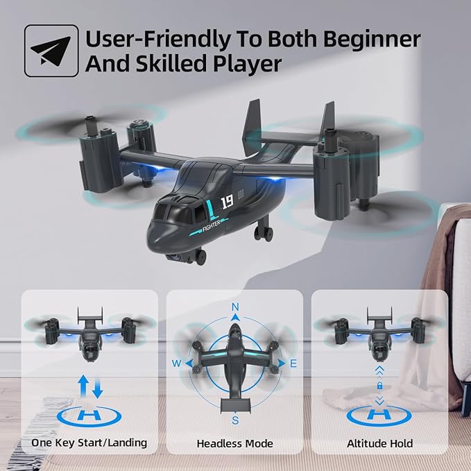 LM19-A Drone with HD Camera for Beginners WiFi Live Video Remote Control Airplane Easy &amp Ready to Fly RC Plane RC Quadcopter Gift Toy for Boys Girls age 14&amp Adults 2 Batteries (LM19-A RC