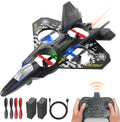 BEZGAR Drones for Kids | 2.4GHZ RC Plane Remote Control Airplane RC Helicopter 360° Flip Fighter Jet Toy with Colorful LED Navigation Light Gray