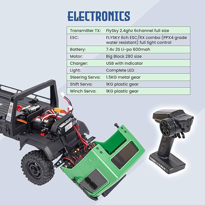 HOBBYPLUS ARKTOS V1.5 CR18P Rock Crawler RTR All Terrain - Remote Control Car Rock Crawler 1/18 Scale 6WD 2 Speed Transmission Off Road for Adults RC Hobbyists (Green)