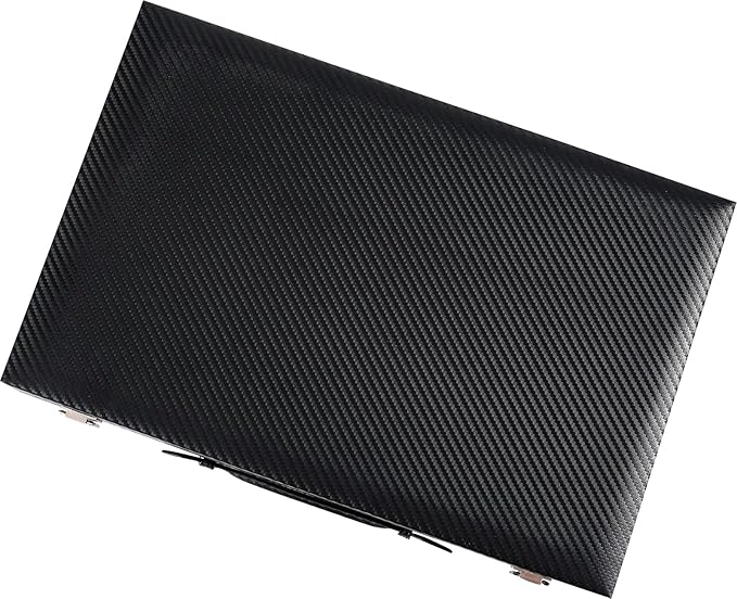 Backgammon Sets for Adults 15 Inch Backgammon Board Game Premium Carbon Fiber PU Leather Backgammon Set with Checkers &amp Dices Large Black Travel Backgammon