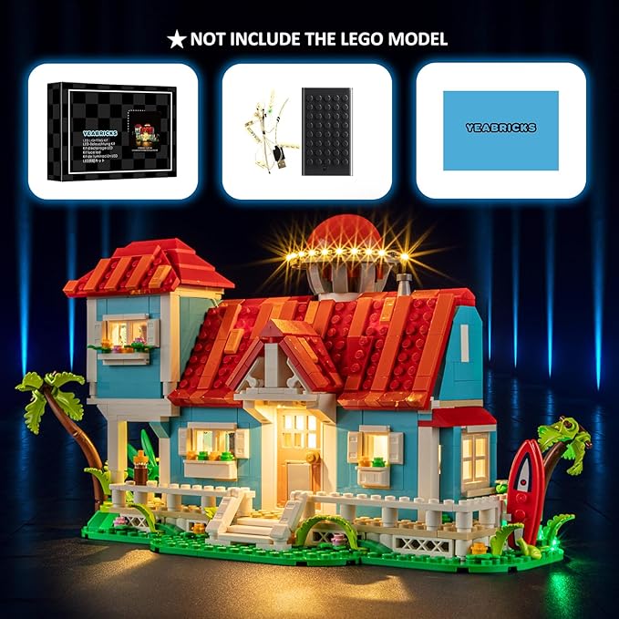 YEABRICKS LED Light for 43268 Disney Lilo and Stitch Beach House Building Blocks Model (Building Set NOT Included)