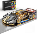Sport Car Building Block Sets for Adults1:14 Technical Race Car with LED Collectible Model Scale Engineering Toys Gifts for Boys Men Teens Black Supercar Fans 8+ 8-12 12-16 13 14 14+