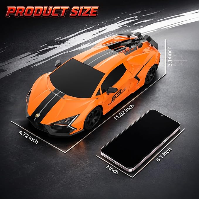 RC Drift Car 1:16 Remote Control Car 2.4Ghz High Speed RC Cars 4WD Racing Sport Toy Cars with LED Lights Spray Drifting Tires 2 Batteries for Kids Boys Girls Adults Birthday Christmas