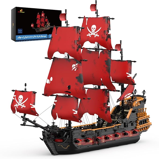 JMBricklayer Pirate Ship Building Sets for Adults 40107 Queen Anna's Revenge Pirate Ship Building Blocks Construction Set Ship Collection Display Office Room Decor Gifts for Kids Teens Boys 8+