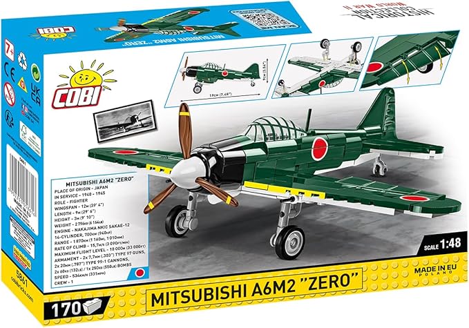 COBI Historical Collection WII Mitsubishi A6M2 Zero Japanese Fighter Plane Building Set 170 Pieces