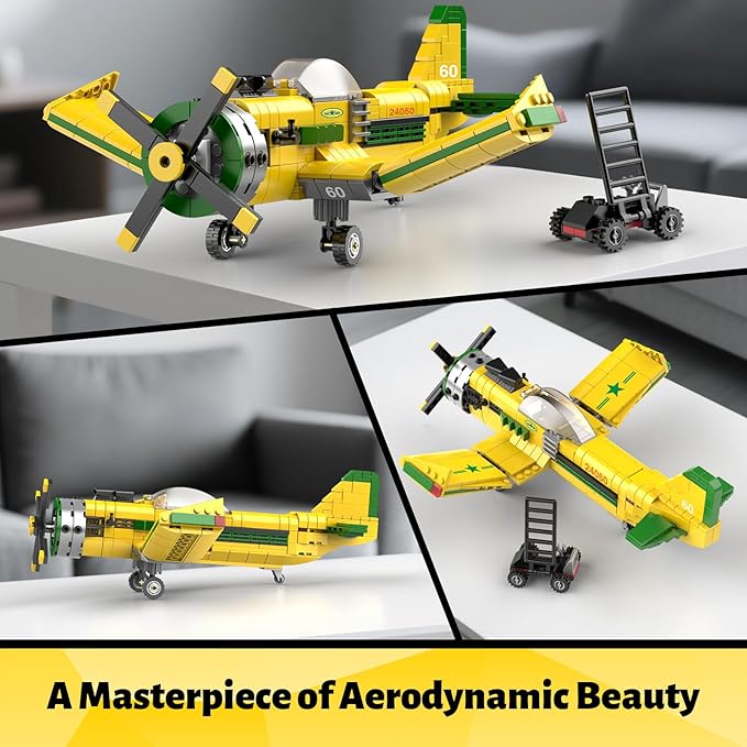 Mould King 24060 Race Plane Building Toy for Kids 562PCS Propeller Airplane Model Blocks Set for Display Collection STEM Toy Gift for Boys and Girls Ages 8+