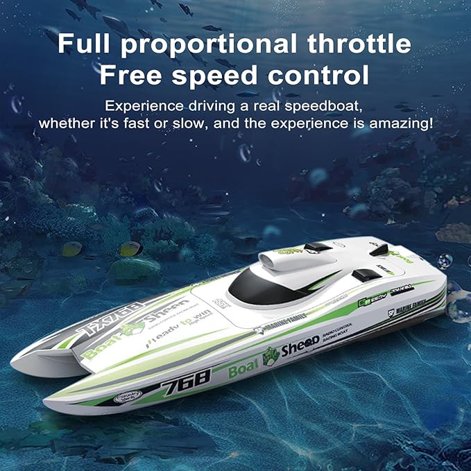 GoolRC Remote Control Boat 2.4GHz High Speed 30km/h Brushless Turbojet Speedboat Remote Control Ship Cooling Waterproof Low Battery/Over Distance Reminder 2 Battery