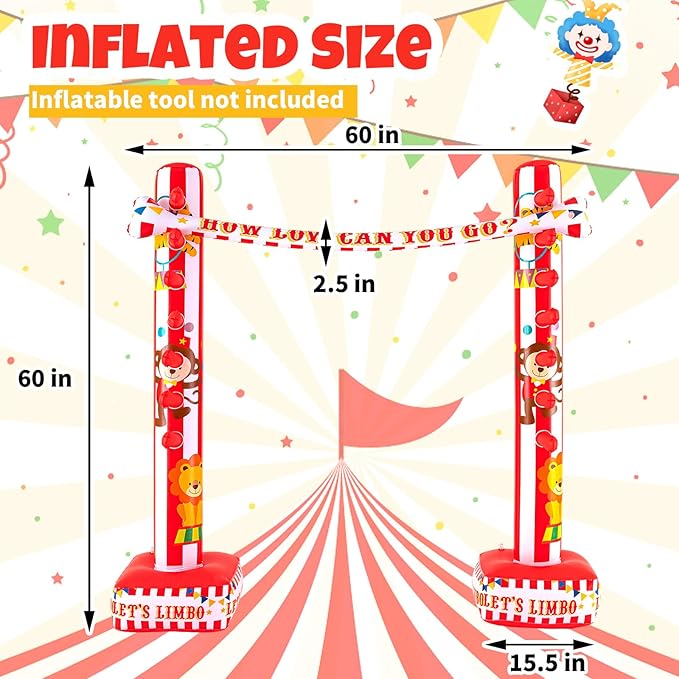 Threan Circus Inflatable Limbo Game for Kids Adults Toddlers Carnival Theme Party Enhance Family Bonding for Indoor Outdoor Birthday Picnic Pool