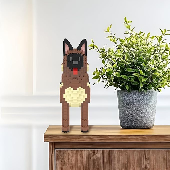 Larcele Micro Building Blocks Set DIY Mini Building Toy Bricks for Age Over 12 Years 1254 Pieces KLJM-02 (German Shepherd Dog)