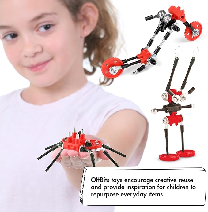 The Off Bits Erector Set: Animal Mini STEM Toys for Kids 6+ Toy Building Sets with Nuts &amp Bolts STEM Building Toys Gifts for Boys and Girls (Red Spider)