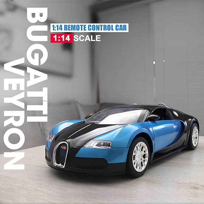 Vinie Remote Control Car for Boys RC Cars Bugatti Veyron 1:14 Scale Officially Licensed Kids Toys Drift Car with Cool Led Lights 4 5 6 7 8 9 10 11 12 Year Old Boy Birthday Gift (Blue)