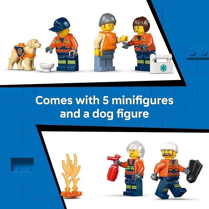 LEGO City Coast Guard Rescue Boat &amp Helicopter Building Toys - Kids Pretend Play Set for Boys &amp Girls Ages 7+ - W/2 Rescue Boat Toys 5 Minifigures &amp Dog Figure - Gift Idea for Birthdays