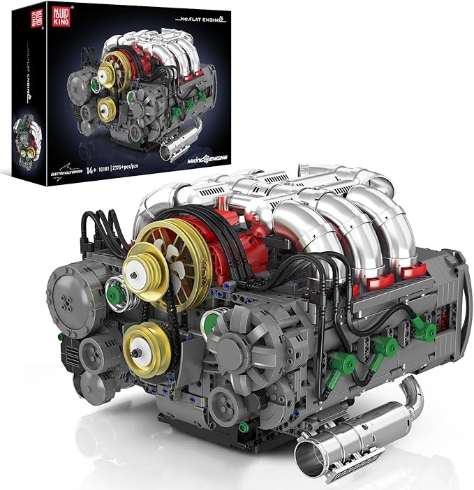 Mould King 10181 Boxer Engine Model Kit That Runs Build Your Own STEM Horizontally Opposed Model Engine Mini Engine for Adults with Battery Mechanic Engineering Construction Set (2718 PCS)