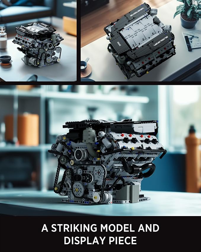 Nifeliz V8 Engine Building Set Exclusive Advanced Collector's Engine Model Physical Science Experiment Toy for Adults Home or Office Décor (2725 PCS NF10287)
