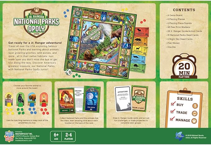MasterPieces National Parks Opoly Jr. Board Game 13.5 inches tall