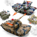 RC Tank Set 1/24 Scale Army Battle Tanks with Life Indicators and Spray 35 Mins Playtime Remote Control Military Toys Set of 2 RC Vehicles for Kids and Adults