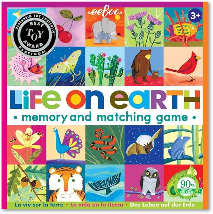 eeBoo: Memory and Matching Game - Life on Earth- 24 Pairs Develops Recognition Concentration Memory &amp Vocabulary Skills Age 3+