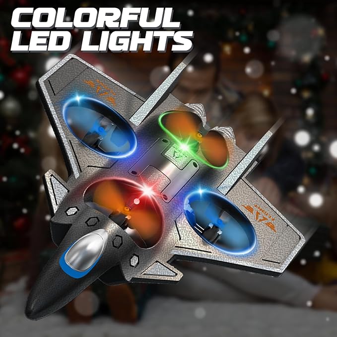 Snugzy Foam RC Plane Remote Control Airplanes for Kids 8-16 360° Flip Stunt Roll RC Airplane with Colorful Lights Airplane Toys Gifts for Boys
