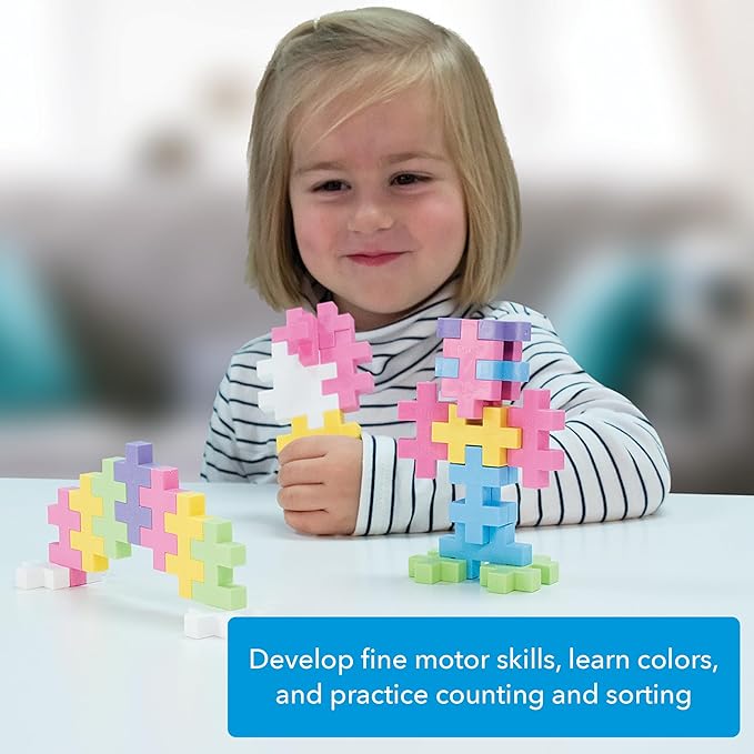 Plus Plus Big - Open Play Set - 100 Piece - Pastel Color Mix Construction Building Stem/Steam Toy Interlocking Large Puzzle Blocks for Toddlers and Preschool