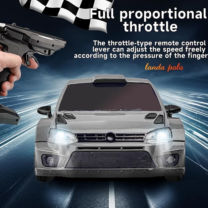 LDRC 2801PRO 1/28 Mini RC Drift Car GTR 2.4GHz 4WD RTR with Gyro and 4PCS Drift Tires Racing Radio Control Cars (Silvery)