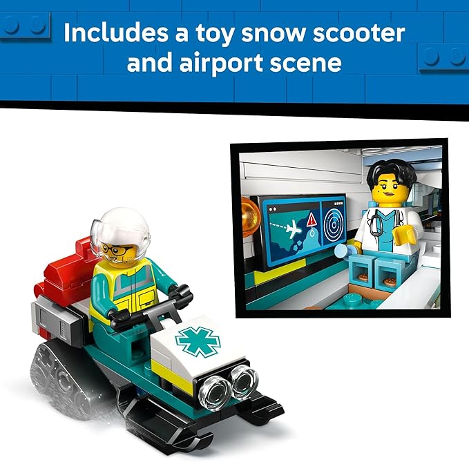 LEGO City Emergency Air Ambulance Airplane Building Toy for Kids - Pretend Play Rescue Airplane Model for Boys &amp Girls Ages 6+ - Building Blocks W/Hero Minifigures - Gift Idea for Birthdays - 604