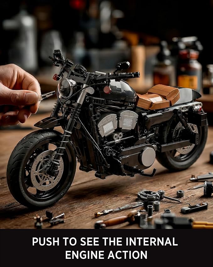 Nifeliz Iron 83 Motorcycle Model Set for Adults Classic Cruiser Bike Building Set with Realistic Details Collectible Display Model and Gift for Motorcycle Enthusiasts (827 PCS NF10342)