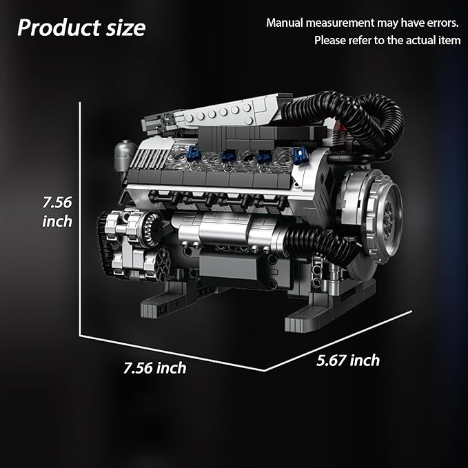 Working V8 Engine Model Building Kit Block-Compatible Physical Science Experiment STEM Toy Collectible Ornament and Creative Gift for Teens Aged 14+ and Adults(931 PCS)